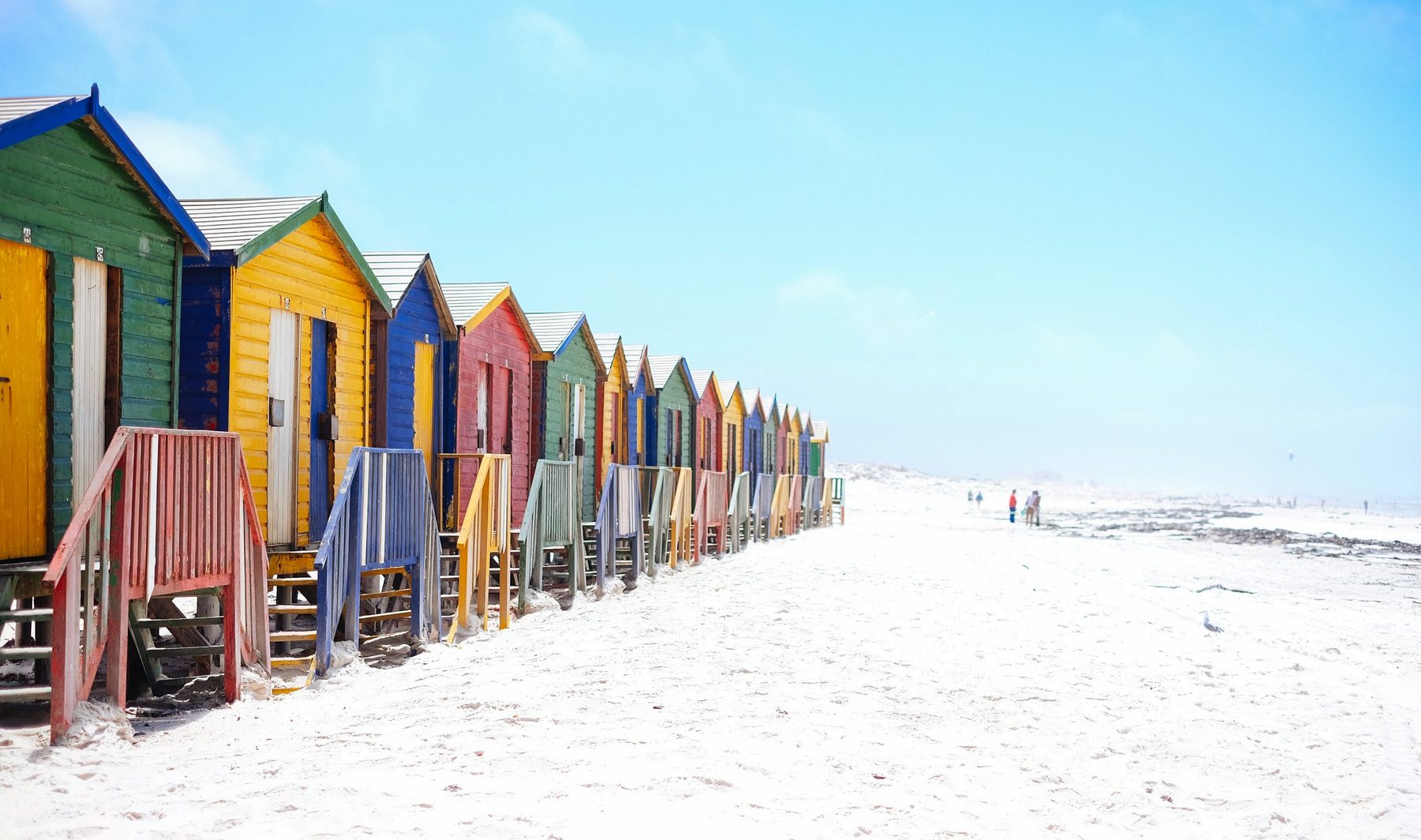 The famous colourful beach huts at Muizenberg's Surfer's Corner